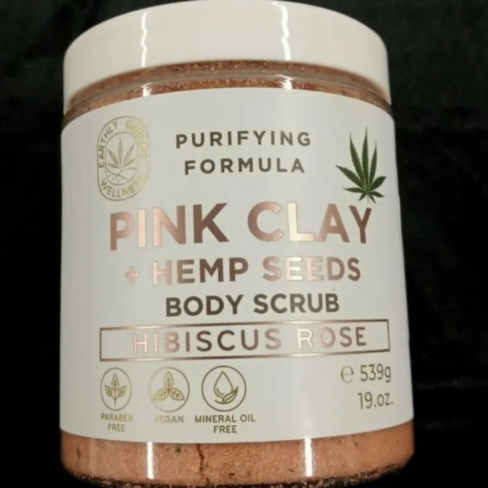 Home & Body Earthly Greens Wellness Purifying Formula Pink Clay Hemp Seeds Scrub